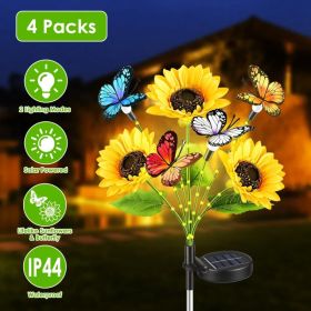 Decorative Solar Sunflower Garden Lights,4 Pack Decorative Butterfly Accent, 2 Lighting Modes, IP44 Waterproof Solar Powered Lights for Outdoor G (Option: AS  pic)